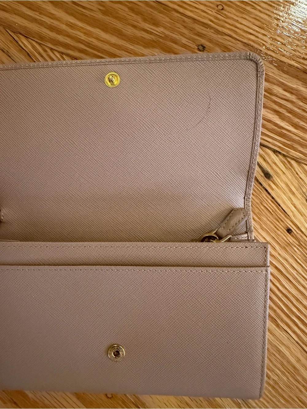 Prada Pale Blush Pink Saffiano Leather Continental Wallet